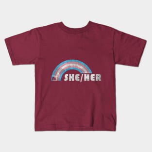 Grunge Transgender Pride - She/Her Pronouns Kids T-Shirt